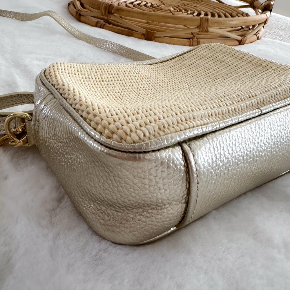 Gold & Natural Woven Crossbody Bag with Tassel - Picture 4 of 14